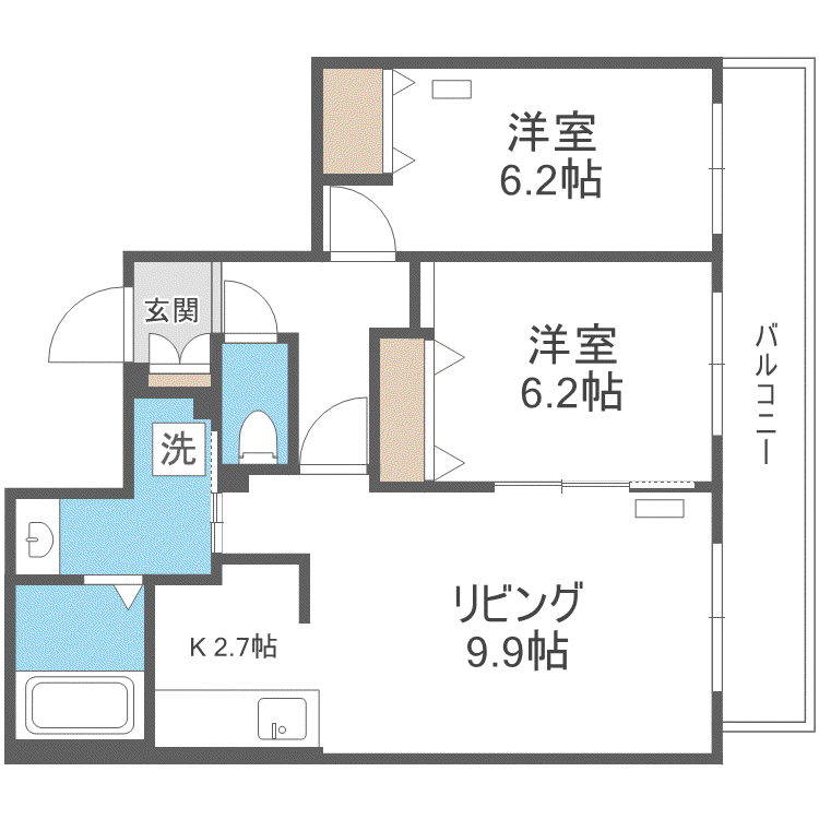 グランメール行啓通(2LDK/4階)の間取り写真