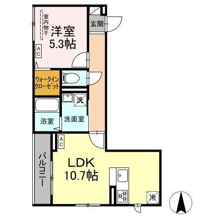 ネオアイリス大森(1LDK/3階)の間取り写真