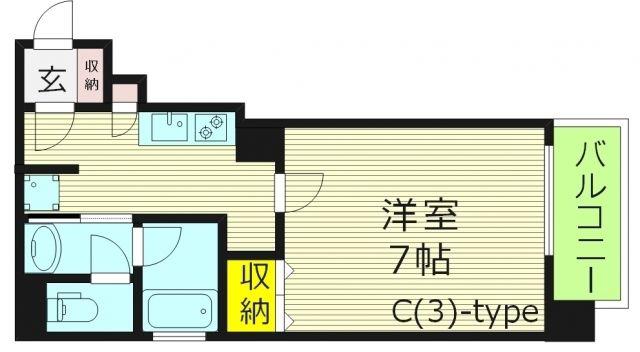 アクティコートクリスタル京橋(1K/7階)の間取り写真