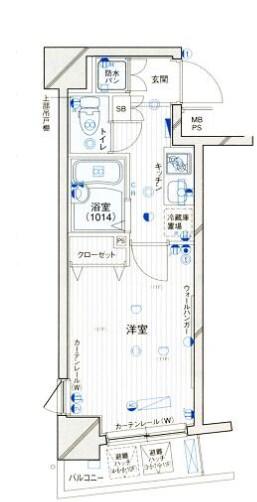 パークウェル千駄木駅前(1K/9階)の間取り写真