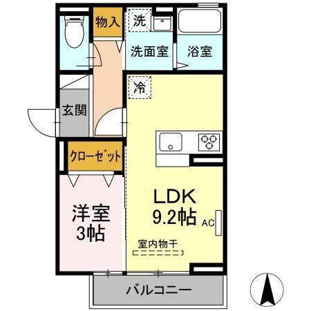 DEARISE中央町(1LDK/3階)の間取り写真