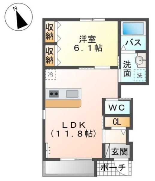 グロリアスHIRO(1LDK/1階)の間取り写真