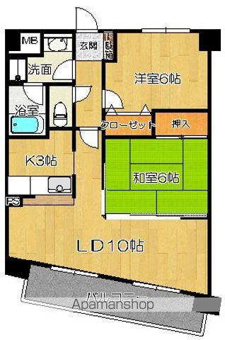 ラ・ベルジュ(2LDK/3階)の間取り写真