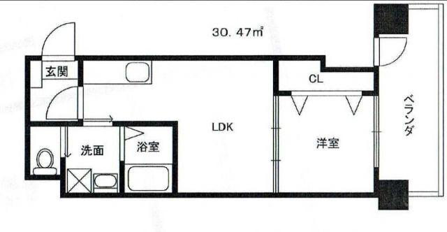 フウキレジデンス(1LDK/8階)の間取り写真