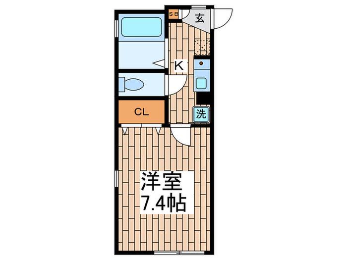 フローレ2(1K/2階)の間取り写真
