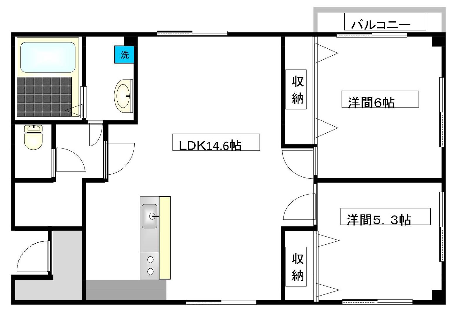 パルフェ代田橋NEO(2LDK/2階)の間取り写真