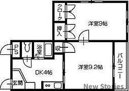 KSガーデン住吉(2DK/2階)の間取り写真