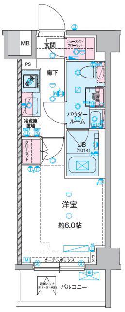 GENOVIA谷塚(1K/6階)の間取り写真