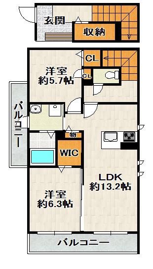 SHAMAISON MAKI(2LDK/2階)の間取り写真