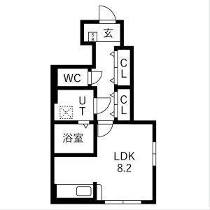 アクアフィオーレ江南(1K/1階)の間取り写真