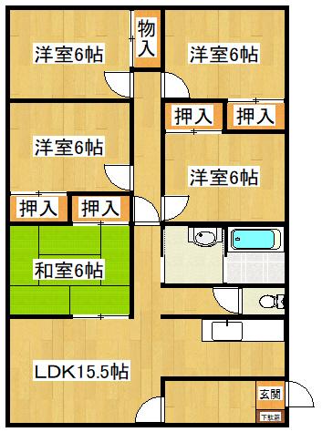松英ハイツ(5LDK/1階)の間取り写真