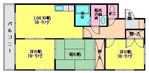 シャトレ冨永(3LDK/2階)の間取り写真