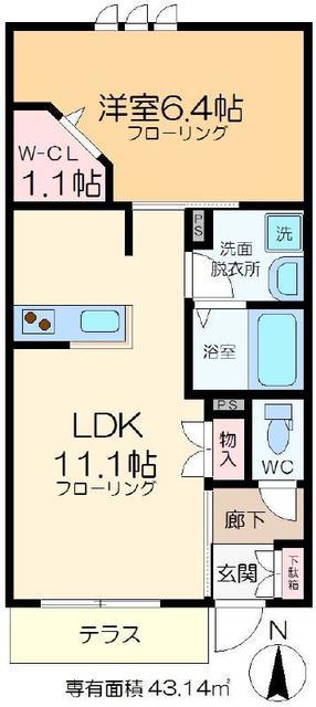 MAISON DAZUR(1LDK/1階)の間取り写真