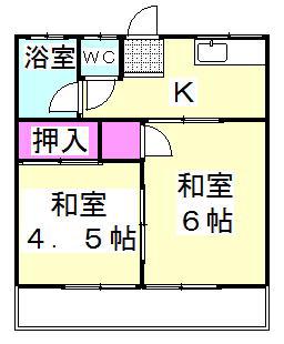 きさらぎ荘(2K/2階)の間取り写真