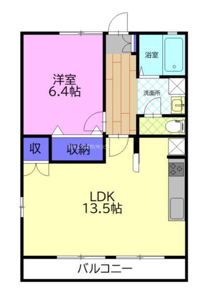 エスポワールB(1LDK/1階)の間取り写真