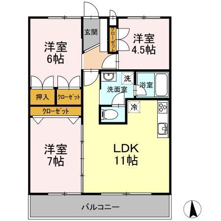 ラーバンハイツ(3LDK/3階)の間取り写真