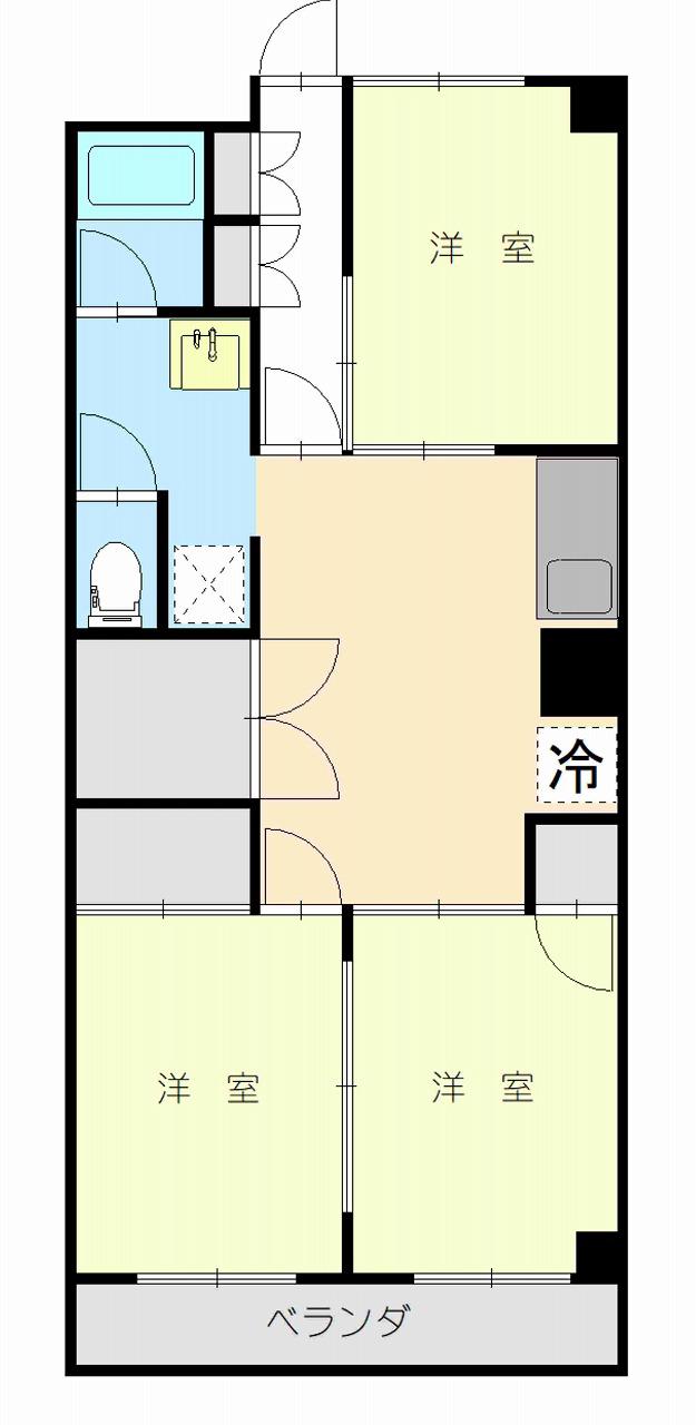 RESPLANDOR伊勢崎レスプランドール(3DK/4階)の間取り写真