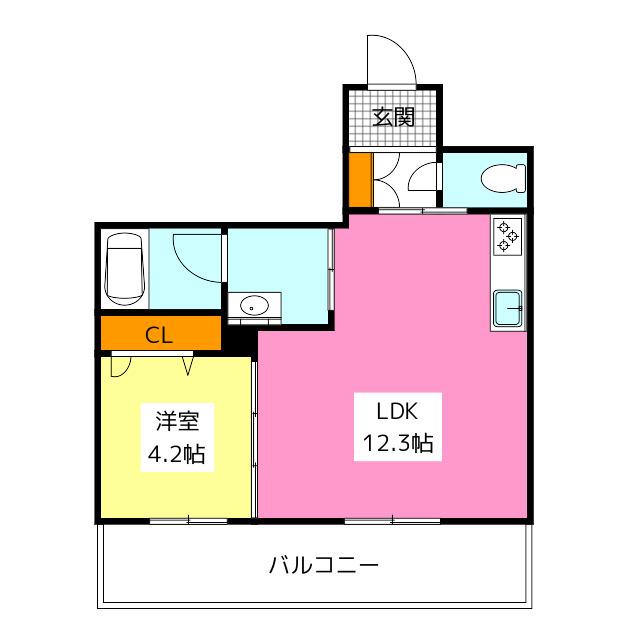 コンフォートH2026(1LDK/1階)の間取り写真