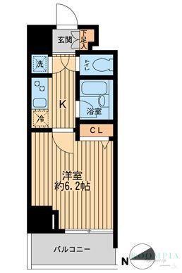 HF早稲田レジデンス(1K/1階)の間取り写真