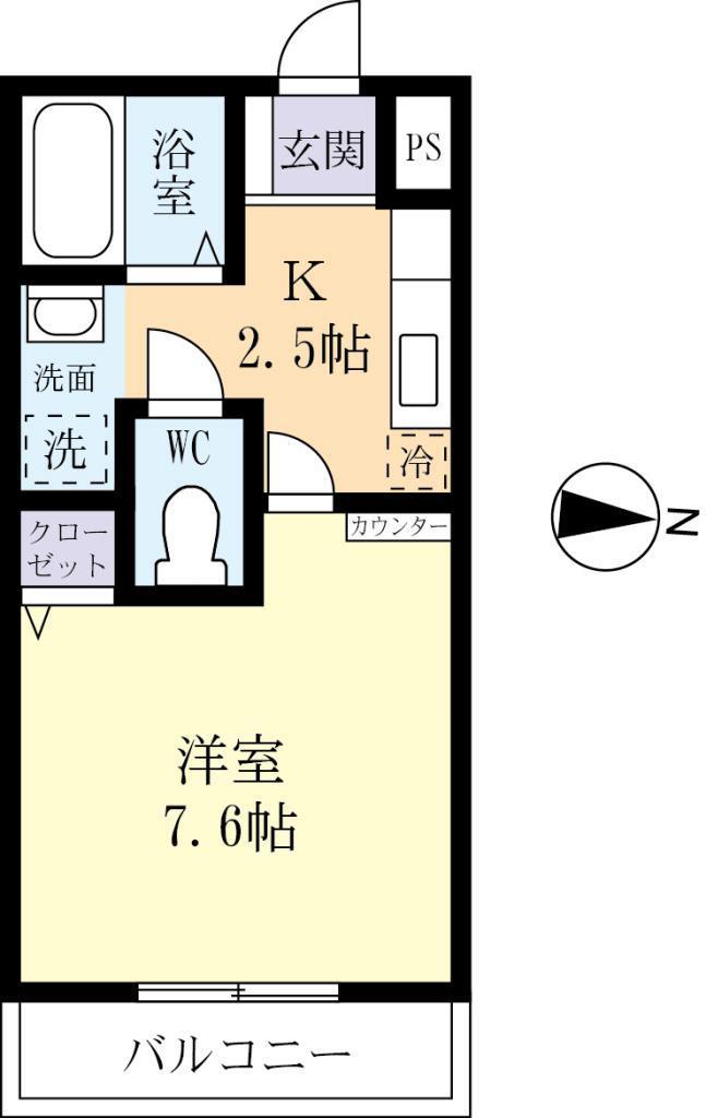 サンビレッジII(1K/1階)の間取り写真