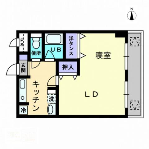 アルカディア西内町(1K/7階)の間取り写真