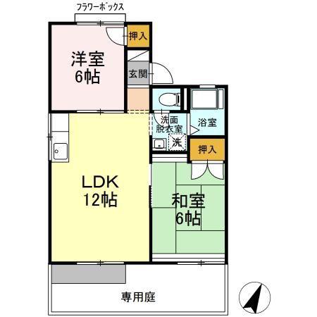 ヴィレッジ桜ヶ丘(2LDK/1階)の間取り写真