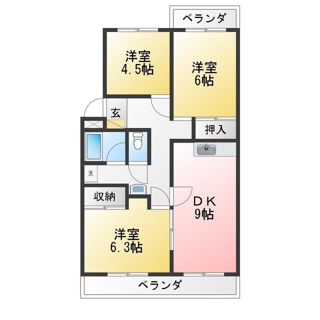 ラークハイツ(3LDK/1階)の間取り写真