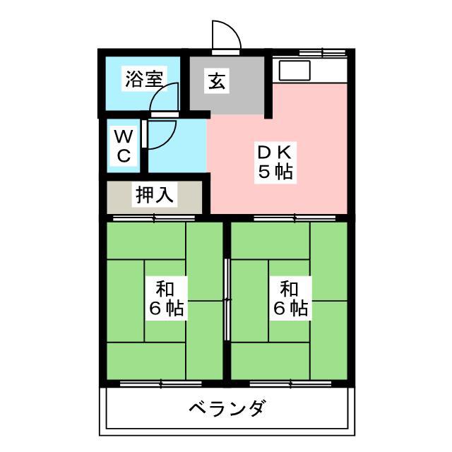 清風荘・南矢部(2DK/2階)の間取り写真