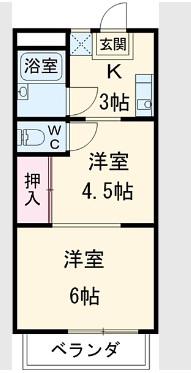レジデンス21(2K/1階)の間取り写真