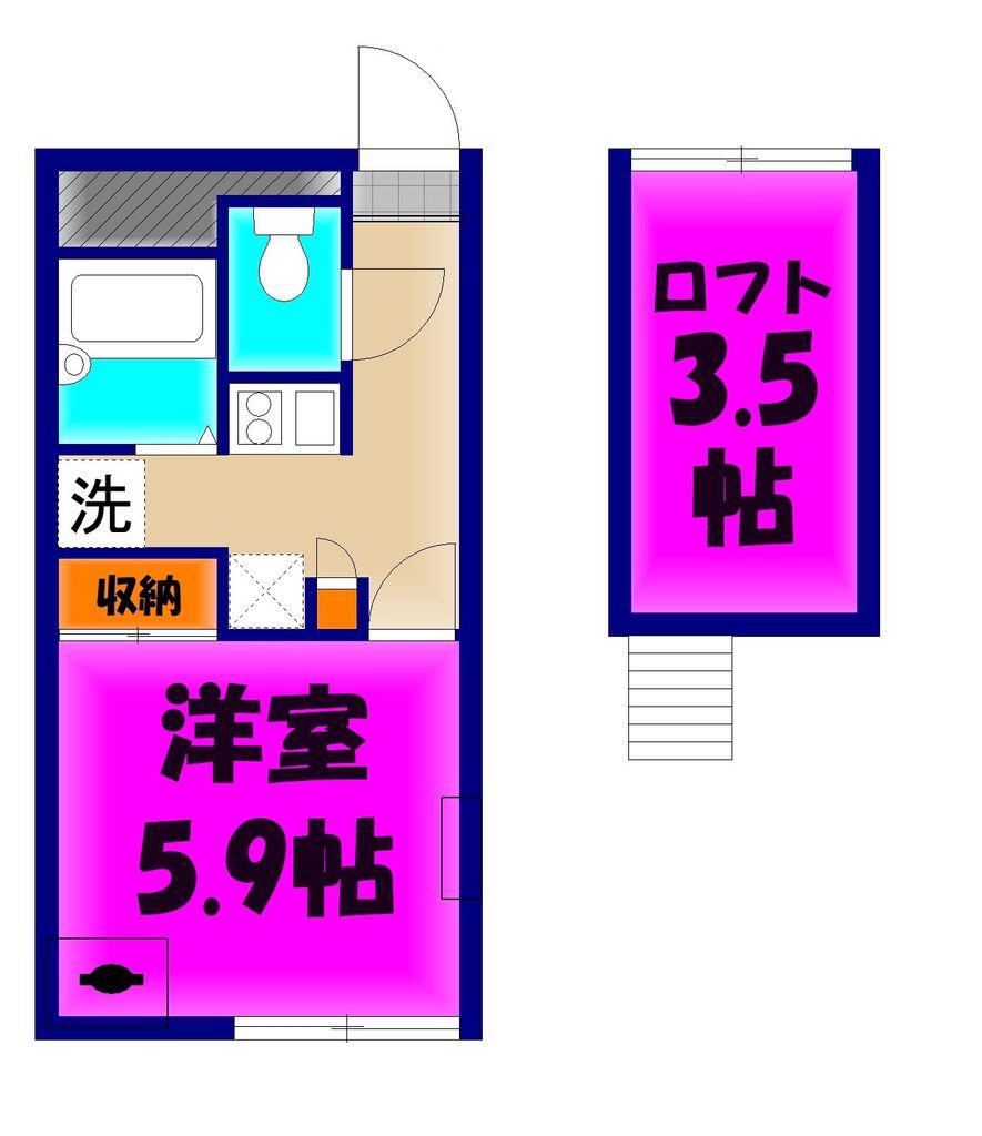 ウエスト羽生(1K/1階)の間取り写真