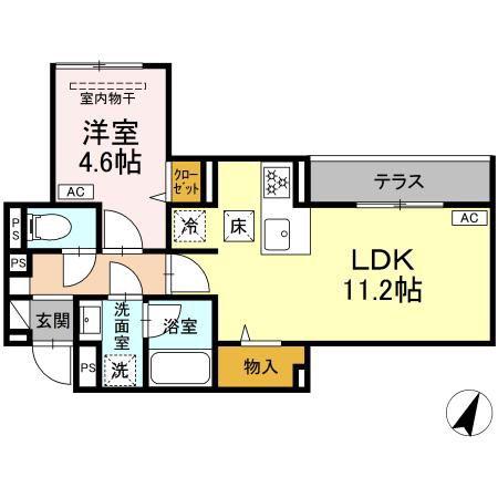 セレスティア上鷺宮II(1LDK/1階)の間取り写真