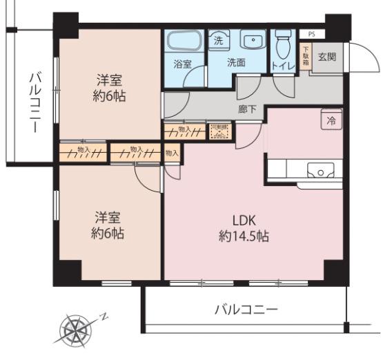 柿生駅前・鈴木ビル(2LDK/4階)の間取り写真