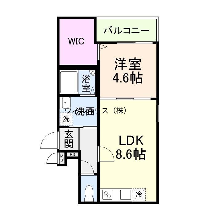 リアン富木(1LDK/1階)の間取り写真
