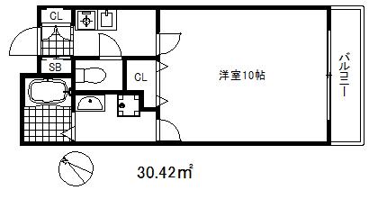 パレス東洋神戸3号館(1K/3階)の間取り写真