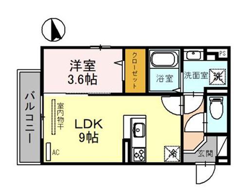 D-ROOM ノース 三田 302(1LDK/3階)の間取り写真
