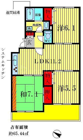 サンフィールド松戸(3LDK/1階)の間取り写真