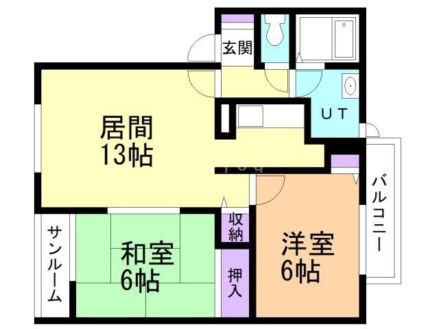 カネ長武田ホームタウン芦谷A棟(2LDK/1階)の間取り写真