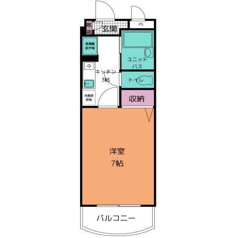 ベルメゾン大津(1K/4階)の間取り写真