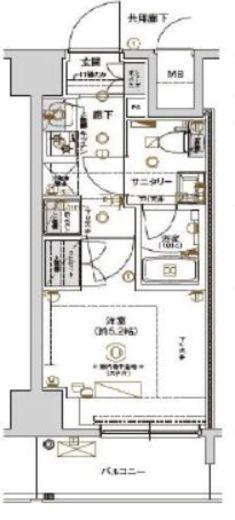 CREST TAPP 川崎II(1K/9階)の間取り写真