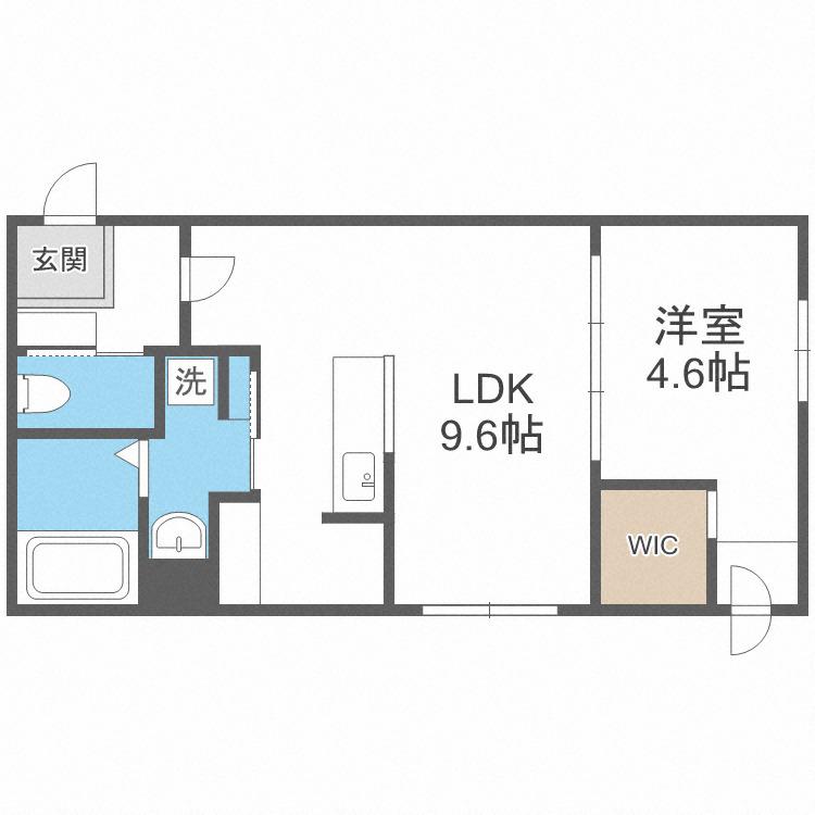 JEEKBLAU美園(1LDK/3階)の間取り写真