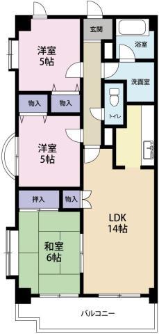 グランヴィア常三島西館(3LDK/10階)の間取り写真