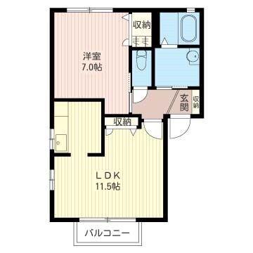 シェリールA(1LDK/2階)の間取り写真