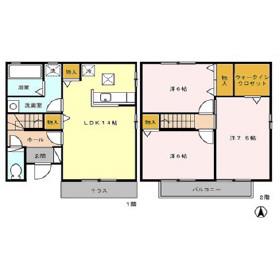 リビングタウン不来方C(3LDK/1階)の間取り写真