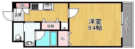 カリーノカサメント東中振(1K/3階)の間取り写真