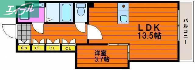 アルティザ東島田(1LDK/3階)の間取り写真