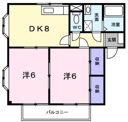 ヴィラマリン(2DK/2階)の間取り写真