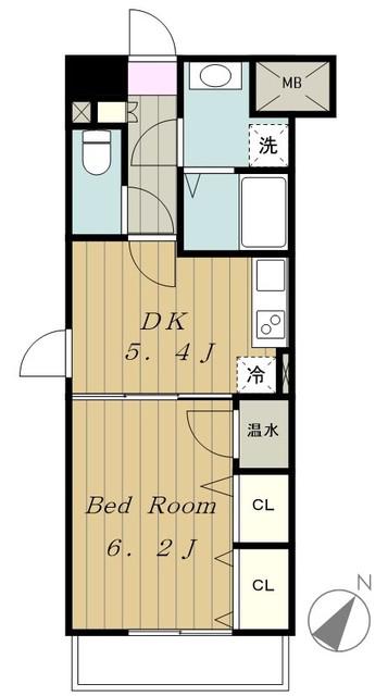 リシェス中屋(1DK/4階)の間取り写真