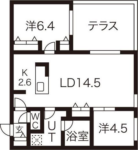 BARNEYS FORTUNATO(2LDK/1階)の間取り写真
