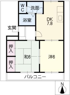 コンフォールシャトー(2DK/1階)の間取り写真