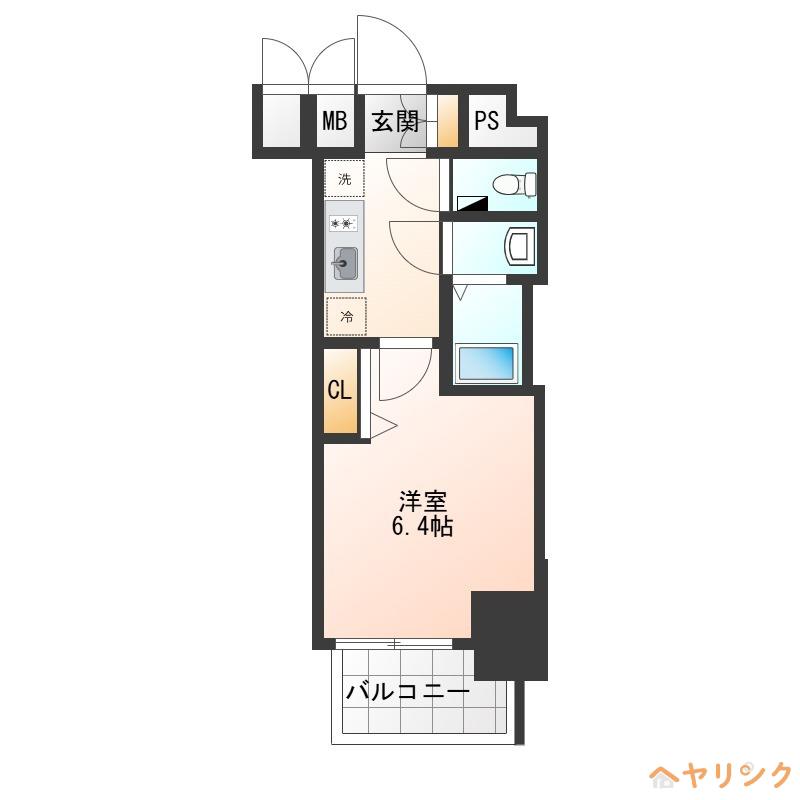 ディアレイシャス名古屋浄心II(1K/8階)の間取り写真